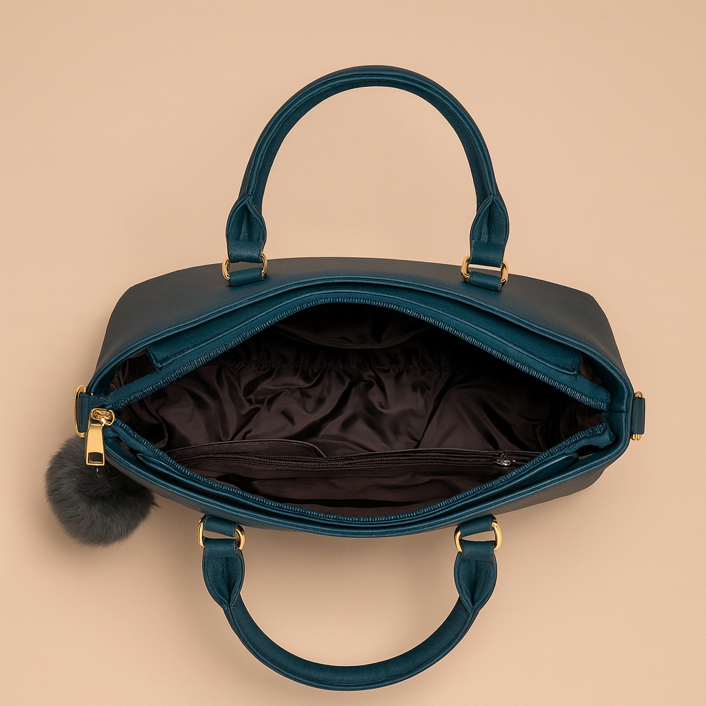 Rivaara Luxe Mocha Charm Structured Tote Handbag For Women