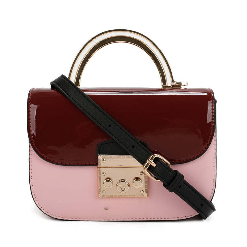 Elegant Rectangular Flap Bag with Metallic Lock & Top Handle.