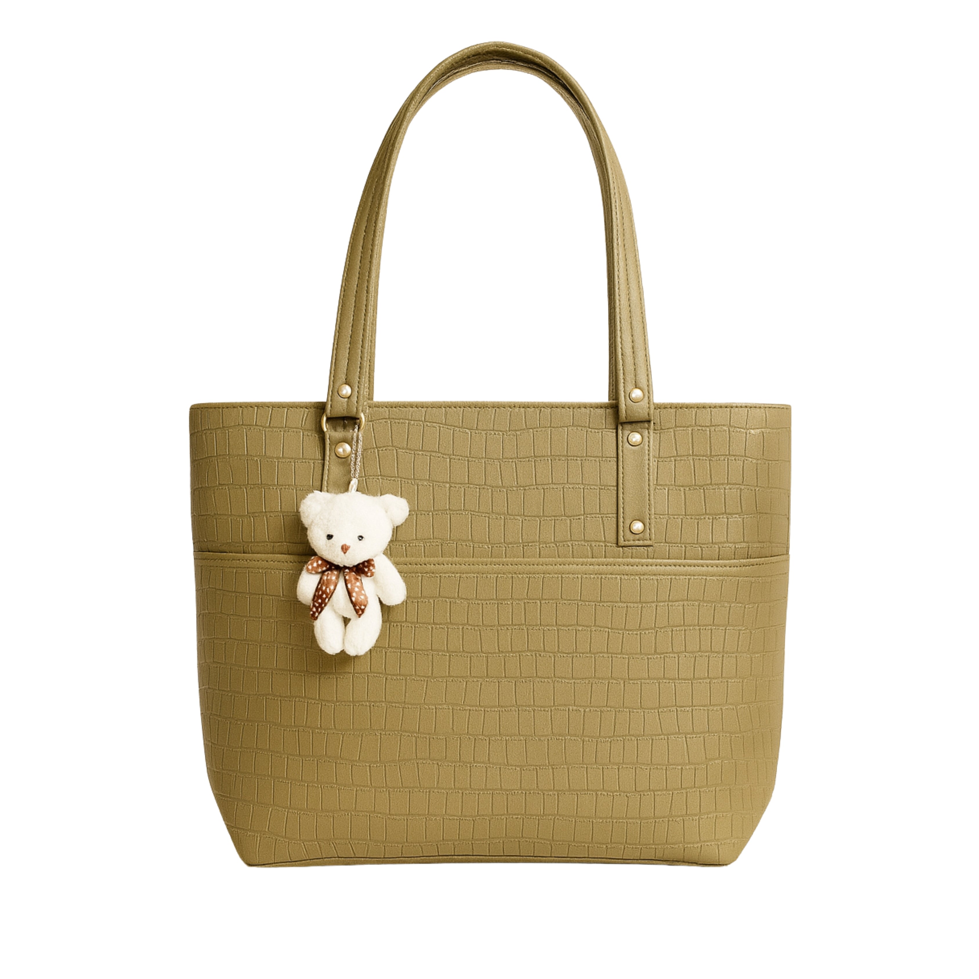 Large Capacity Fashion Shoulder Bag with Teddy Bear Charm for Work, School & Everyday Use