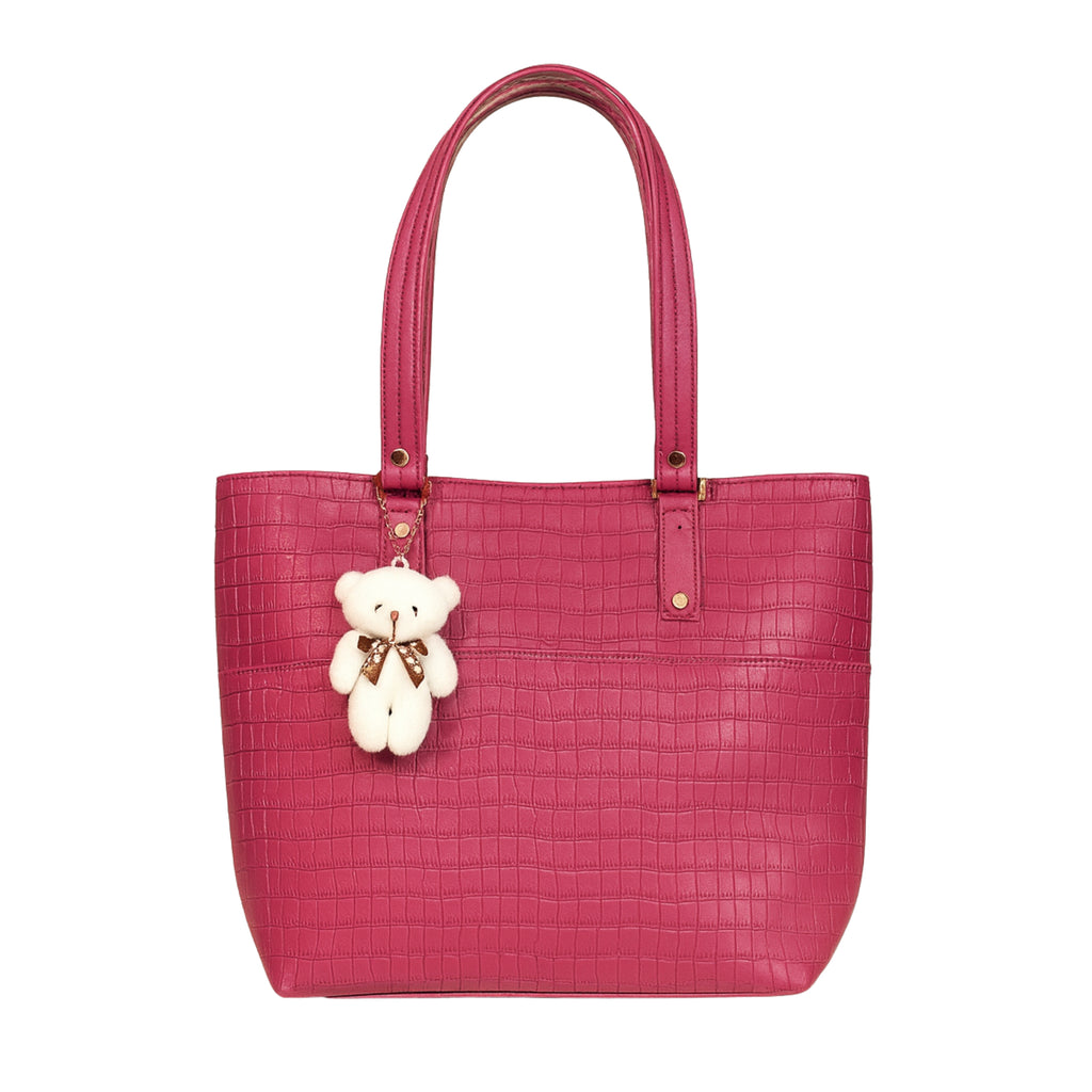 Large Capacity Fashion Shoulder Bag with Teddy Bear Charm for Work, School & Everyday Use