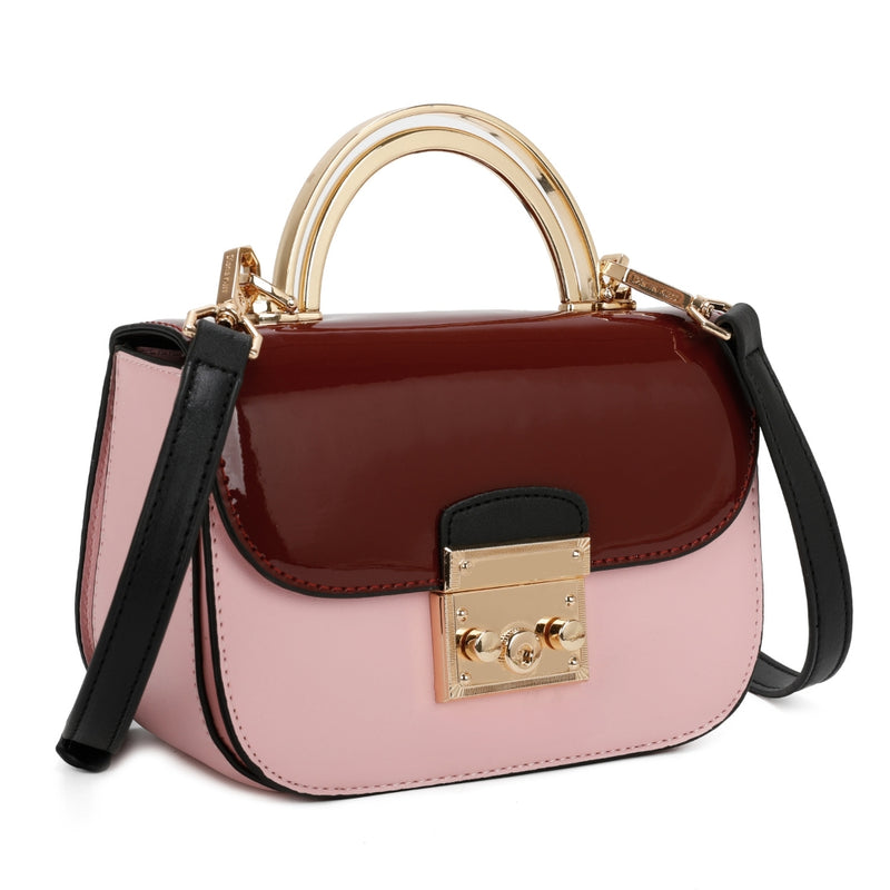 Elegant Rectangular Flap Bag with Metallic Lock & Top Handle.