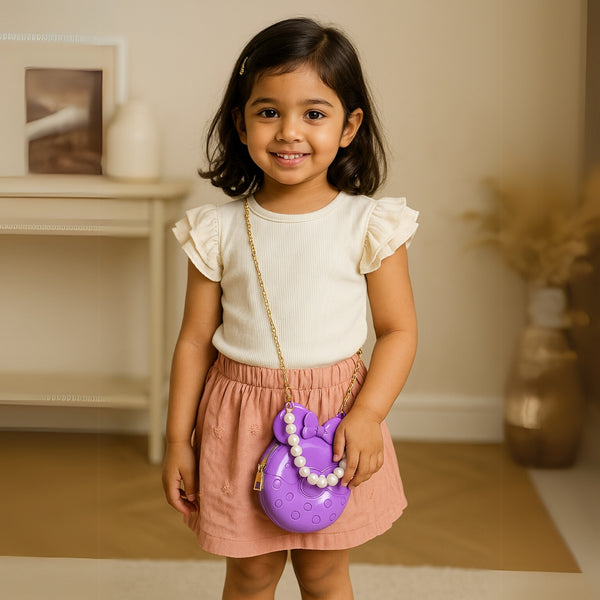 Glossy Purple Minnie Mouse Handbag for Girls