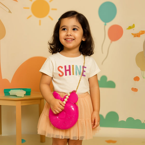 Glossy Dark Pink Minnie Mouse Handbag for Girls