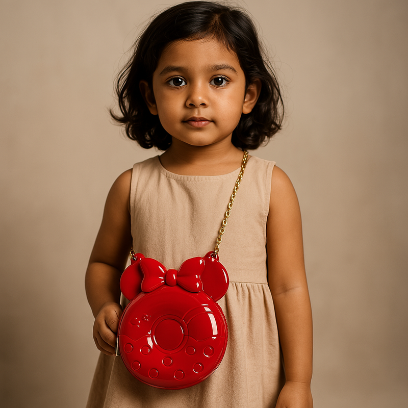 Glossy Red Minnie Mouse Handbag for Girls