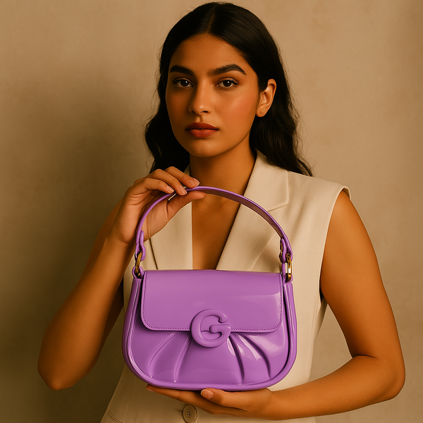 Lavender Purple Glossy G Buckle Purse – Soft Pastel Trendy Handbag