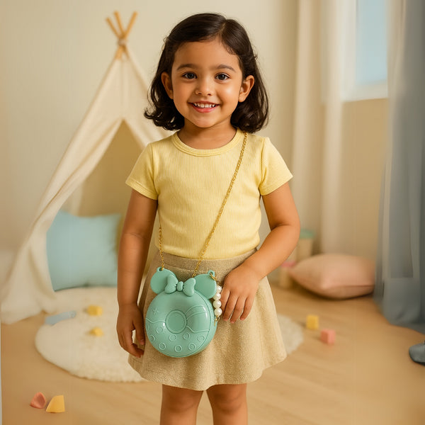 Glossy Green Minnie Mouse Handbag for Girls