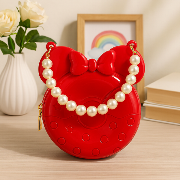 Glossy Red Minnie Mouse Handbag for Girls