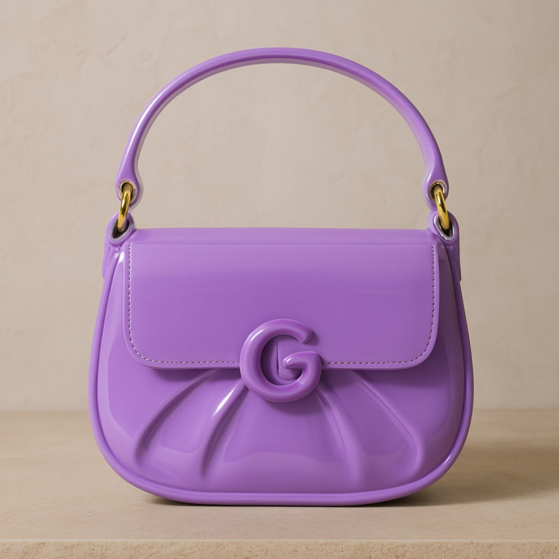 Lavender Purple Glossy G Buckle Purse – Soft Pastel Trendy Handbag