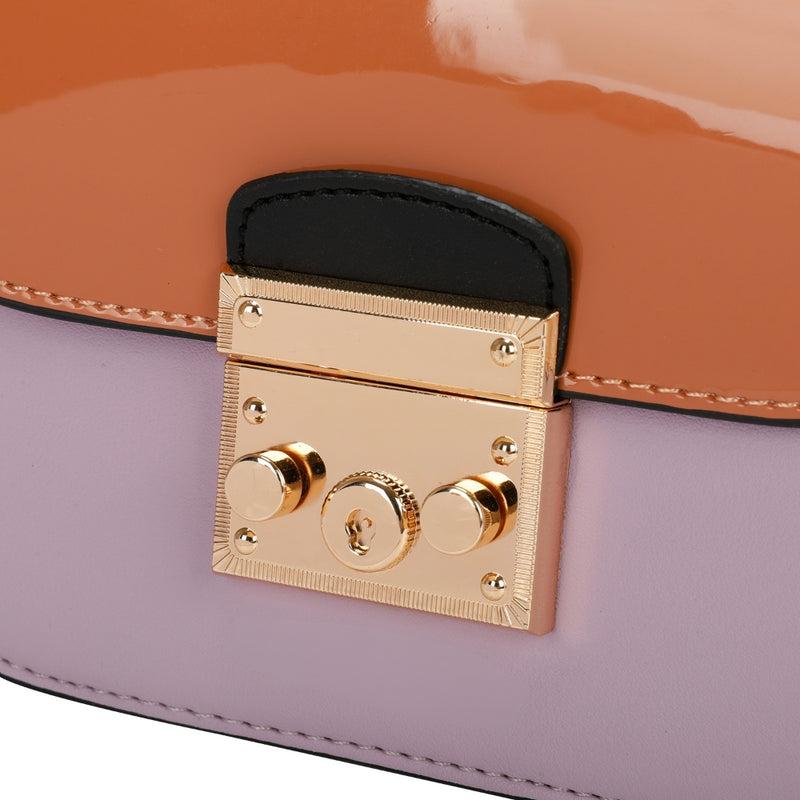 Elegant Rectangular Flap Bag with Metallic Lock & Top Handle.