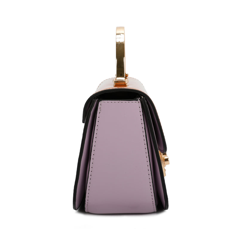 Elegant Rectangular Flap Bag with Metallic Lock & Top Handle.