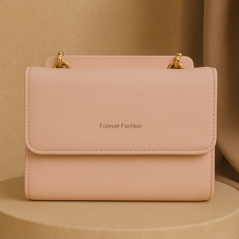 Blush Pink Quilted Leather Crossbody – Chic Gold Chain Mini Flap Bag for Women