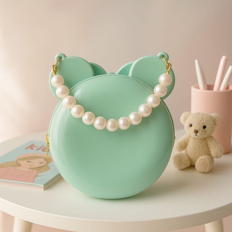 Glossy Green Minnie Mouse Handbag for Girls