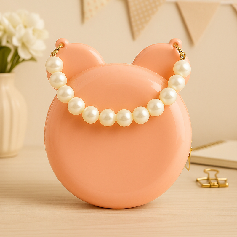 Glossy Peach Minnie Mouse Handbag for Girls