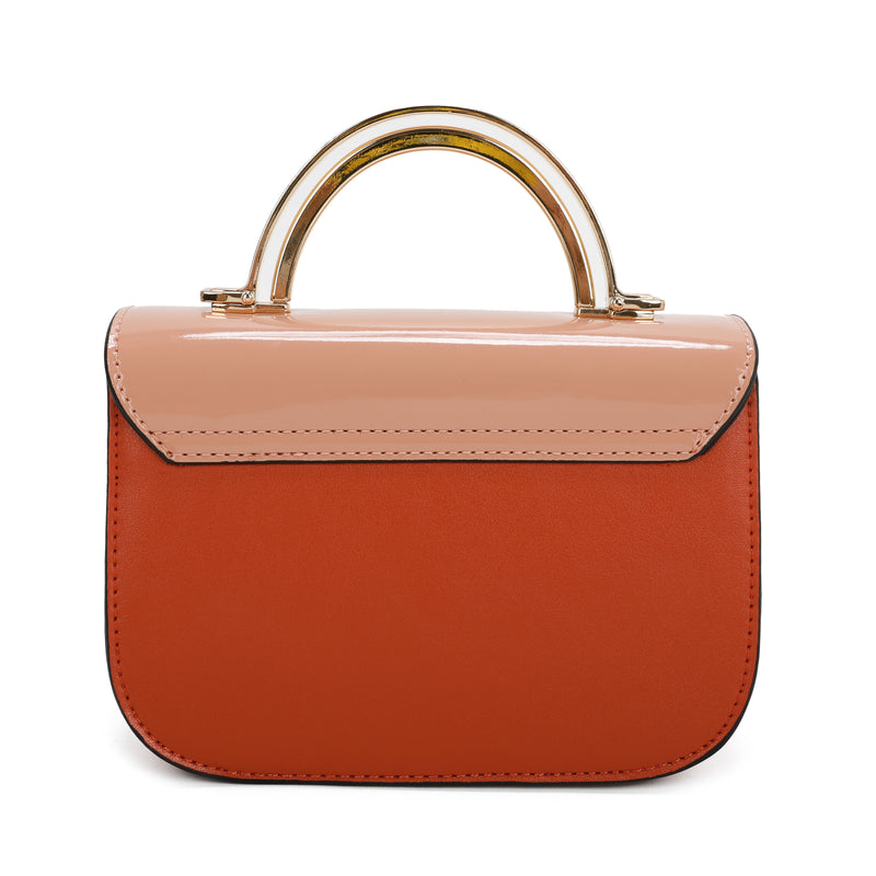 Elegant Rectangular Flap Bag with Metallic Lock & Top Handle.
