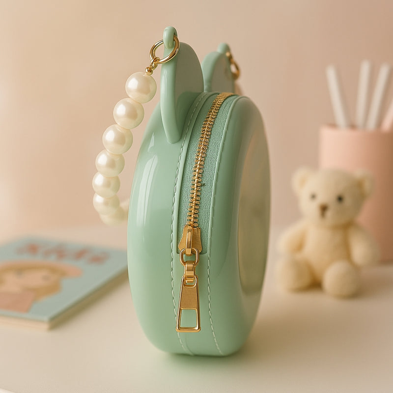 Glossy Green Minnie Mouse Handbag for Girls