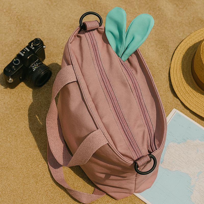 Dusty Pink “Give Me Love Clouds” Backpack – Cute Bunny Ear Travel Bag