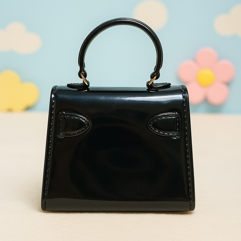 Glossy Black Mini Purse for Kids
