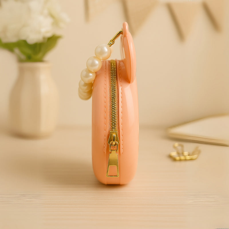 Glossy Peach Minnie Mouse Handbag for Girls