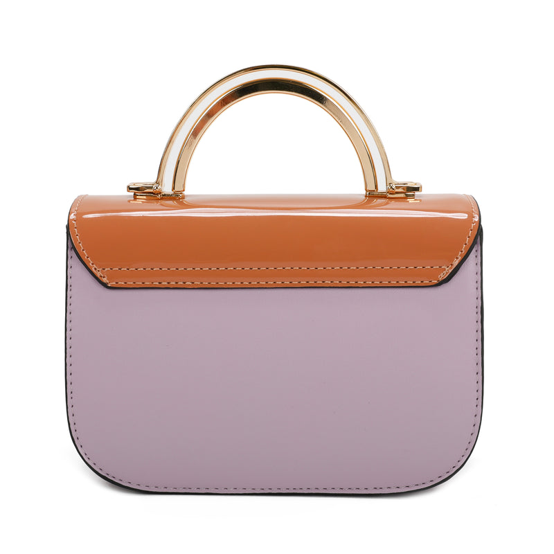 Elegant Rectangular Flap Bag with Metallic Lock & Top Handle.