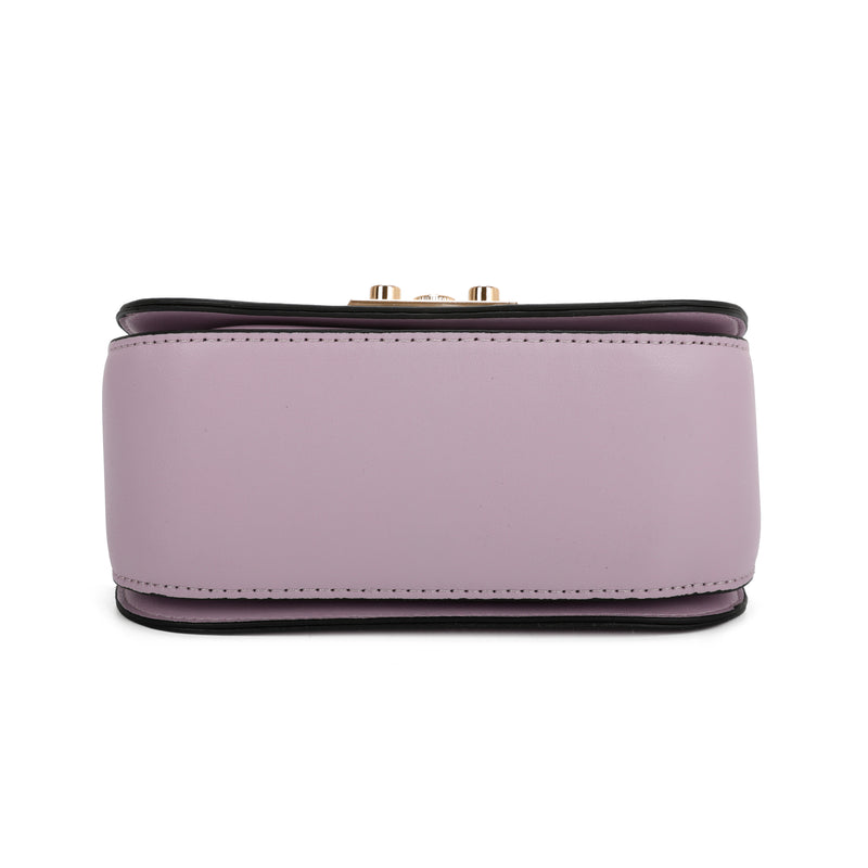 Elegant Rectangular Flap Bag with Metallic Lock & Top Handle.