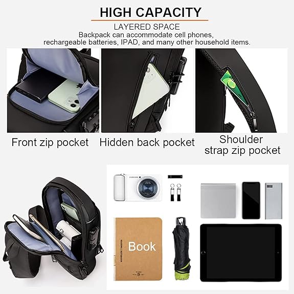 Anti-theft sling bag with a USB charging port