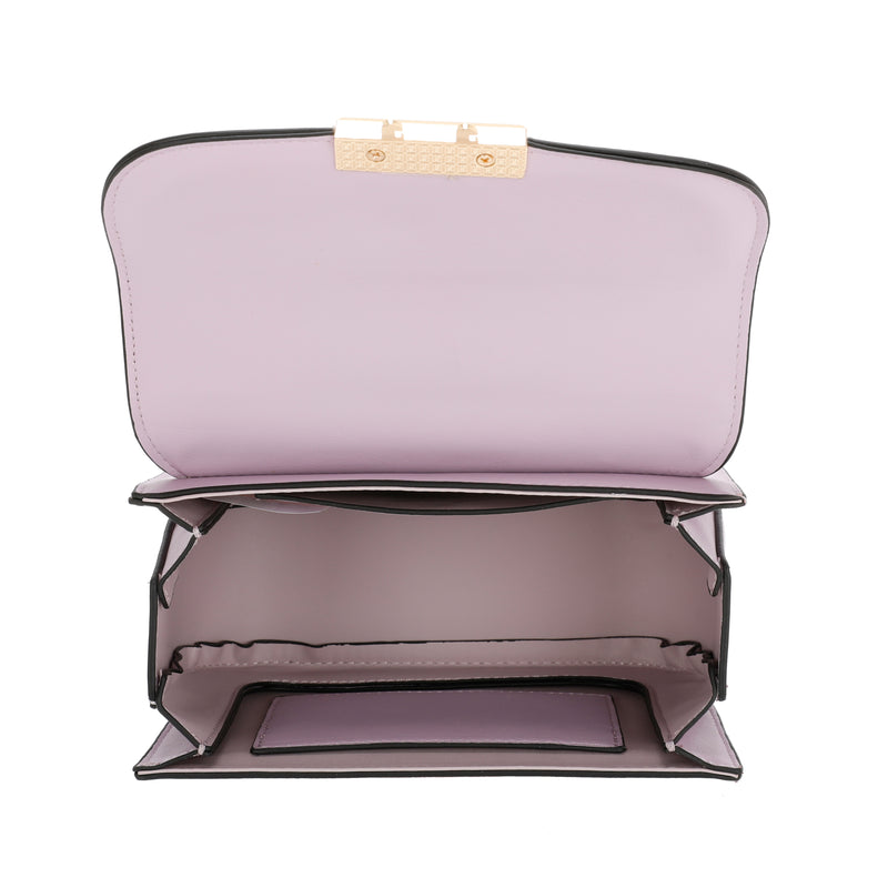 Elegant Rectangular Flap Bag with Metallic Lock & Top Handle.