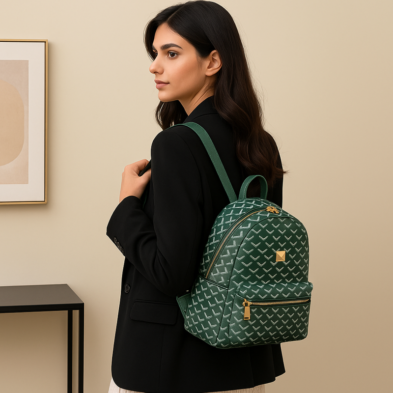 Backpack for Women-Patterned Designer Backpack with Gold Zipper