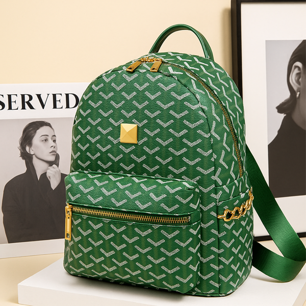 Backpack for Women-Patterned Designer Backpack with Gold Zipper