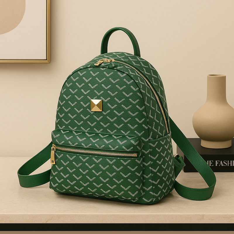 Backpack for Women-Patterned Designer Backpack with Gold Zipper
