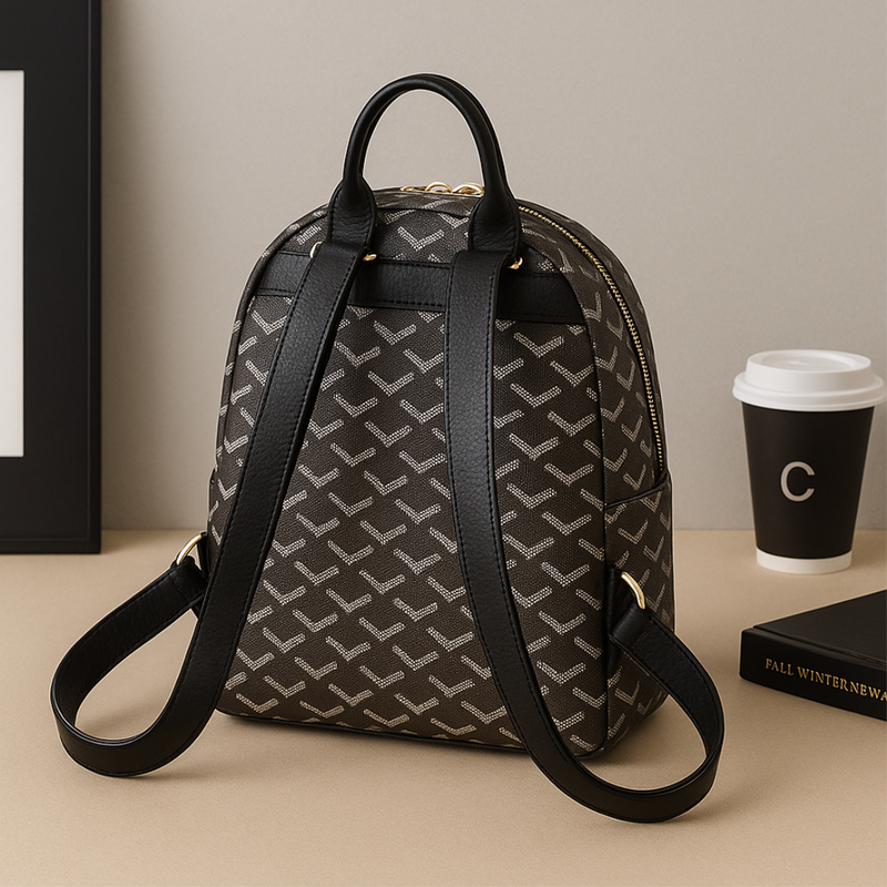 Backpack for Women-Patterned Designer Backpack with Gold Zipper