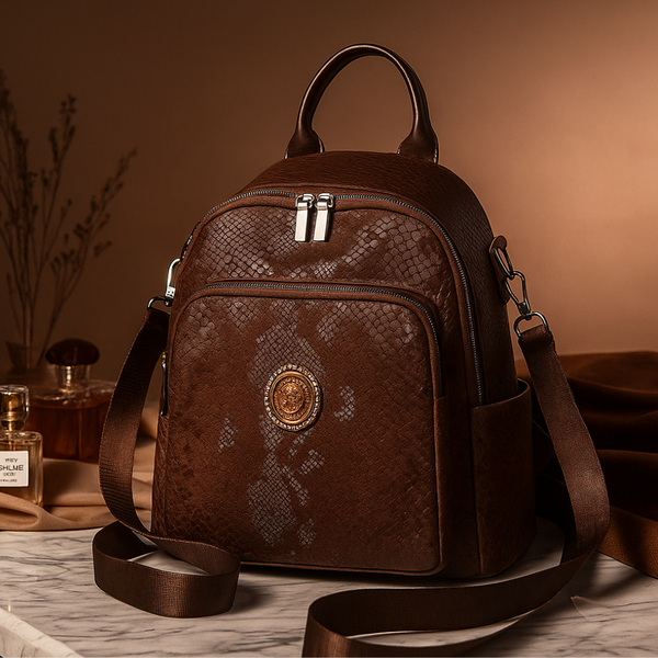 Black Mini Backpack for Women – With Gold Detailing & Multi Compartments