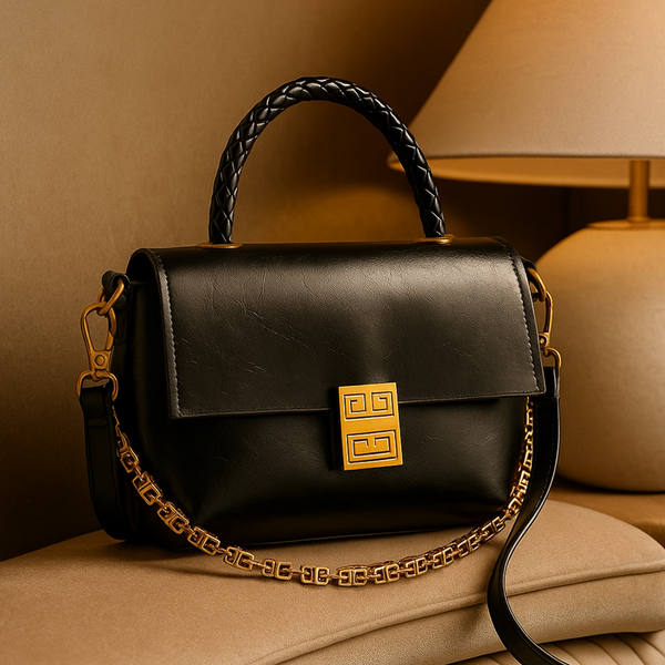 Shoulder Bag For women-Faux Leather Handbag with Gold Chain Strap