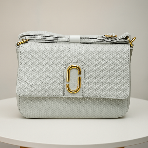 Modern Light Grey Crossbody Bag – Gold Clasp | Sleek & Stylish Bag