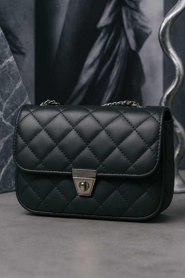Rivaara Luxe Quilted Elegance Sling Bag – Black