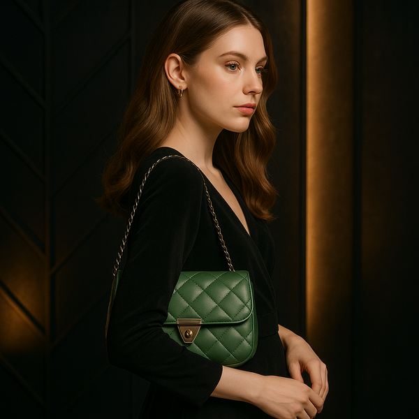 Rivaara Luxe Quilted Elegance Sling Bag – Green