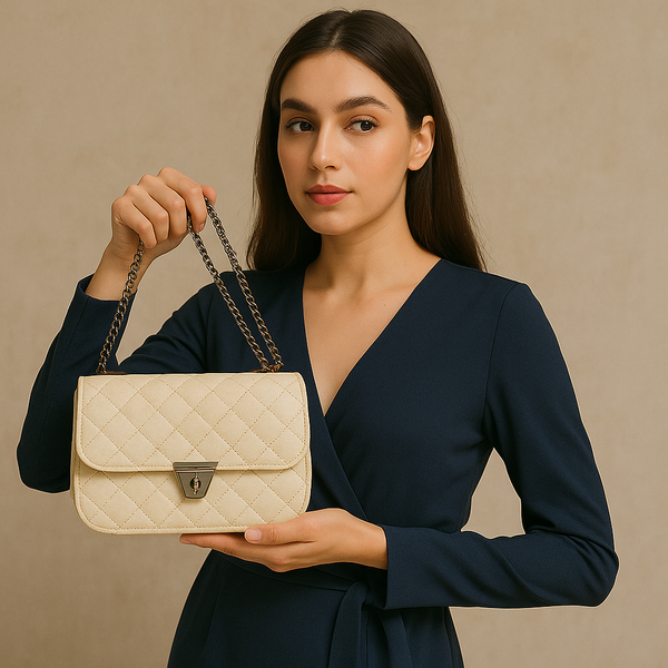 Rivaara Luxe Quilted Elegance Sling Bag – White