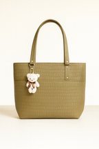 Large Capacity Fashion Shoulder Bag with Teddy Bear Charm for Work, School & Everyday Use