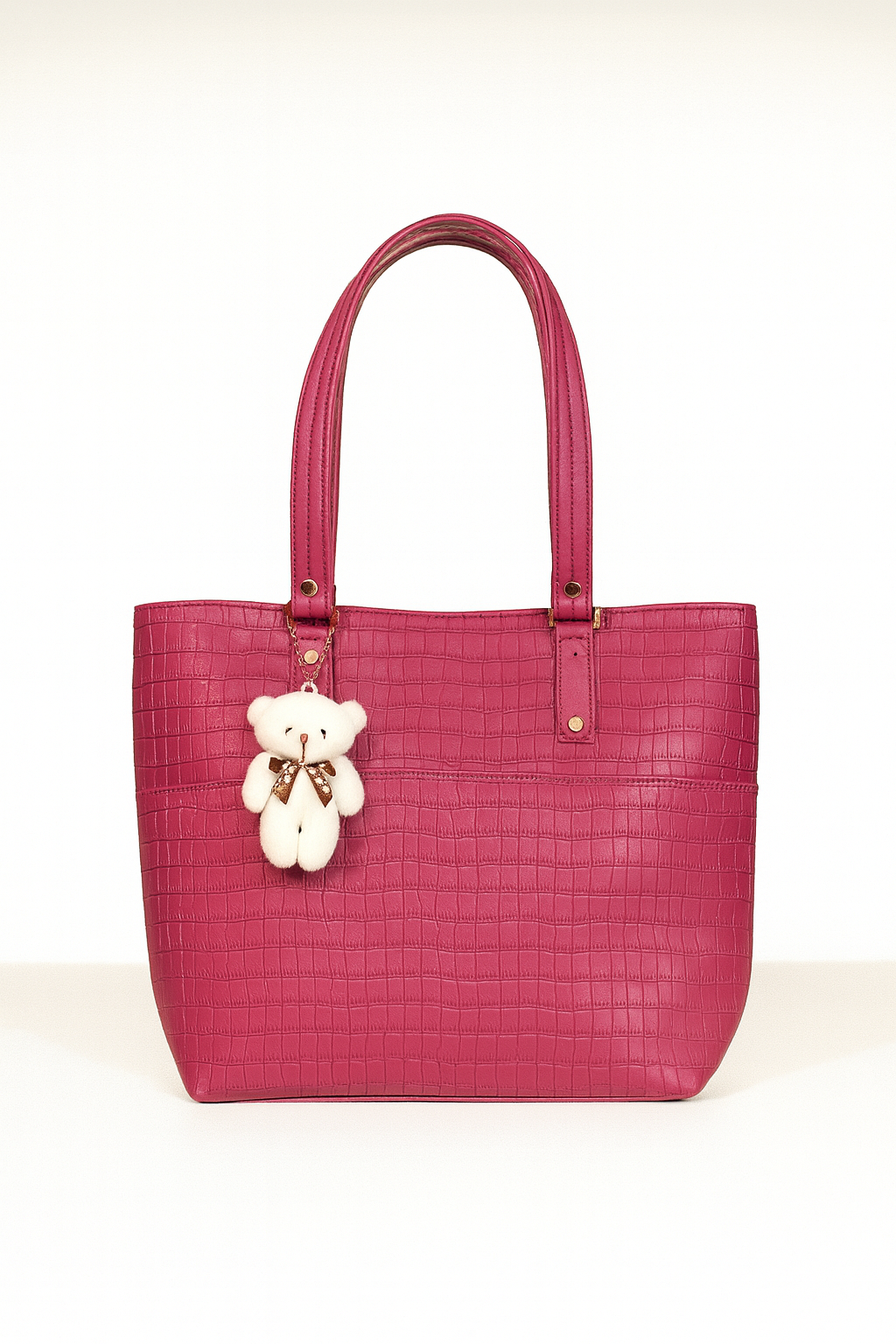 Large Capacity Fashion Shoulder Bag with Teddy Bear Charm for Work, School & Everyday Use