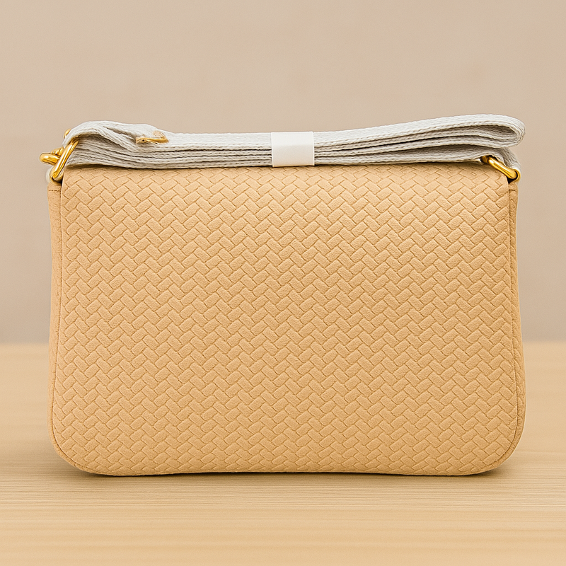 Neutral Beige Crossbody Bag – Gold Accent | Everyday Chic Handbag