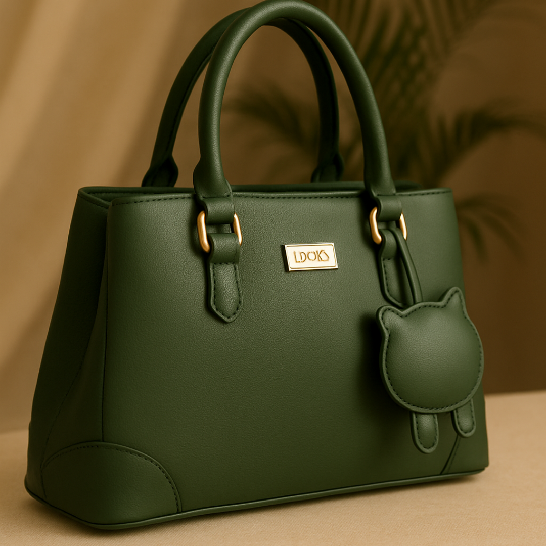 Classic Structured Tote Green HandBag For Women – Premium Office & Casual Handbag