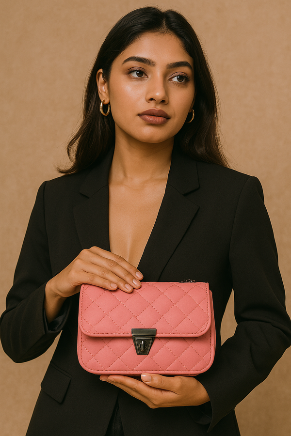 Rivaara Luxe Quilted Elegance Sling Bag – Pink