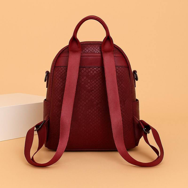 Black Mini Backpack for Women – With Gold Detailing & Multi Compartments