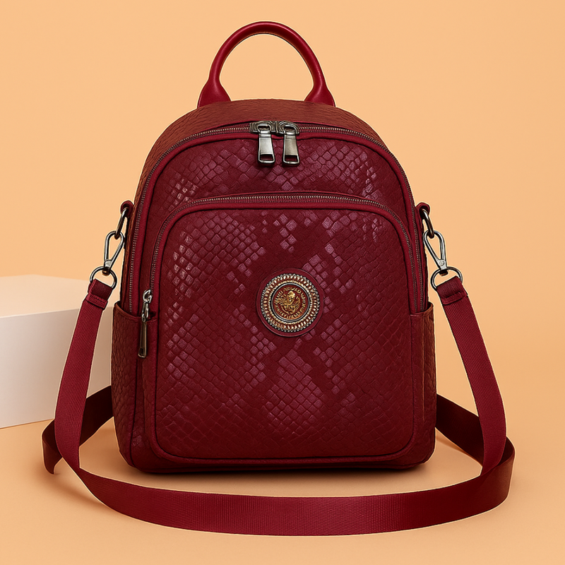 Black Mini Backpack for Women – With Gold Detailing & Multi Compartments