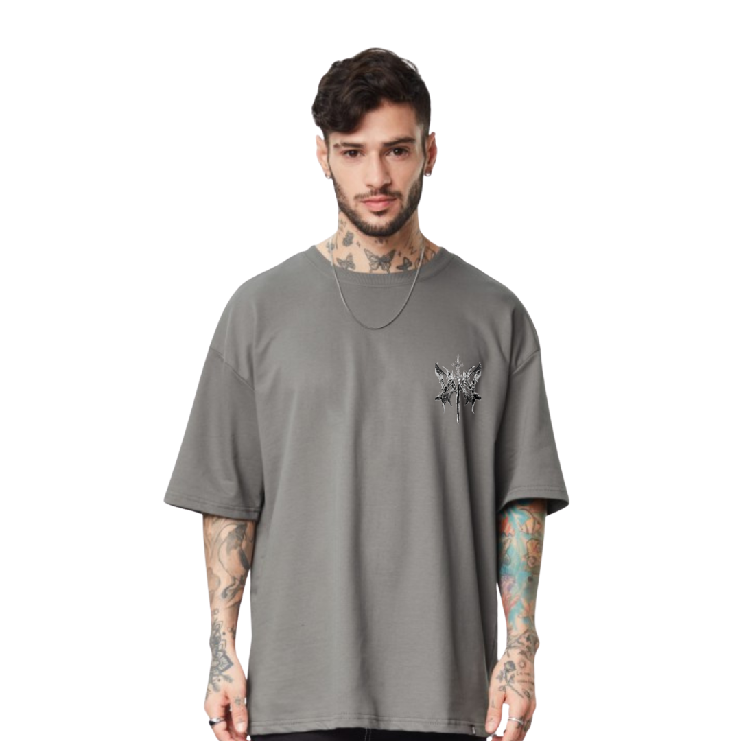 Shadow Seraph Blade Black,grey,white & Cream mens oversized-gothic-back-print-tshirt-Rivaraluxe