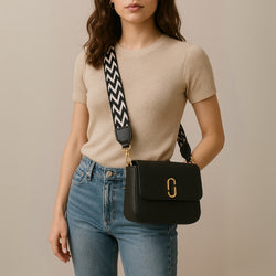 Elegant Black Crossbody Bag – Gold Clasp | Chic Everyday Shoulder Bag