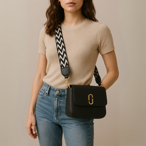 Elegant Black Crossbody Bag – Gold Clasp | Chic Everyday Shoulder Bag