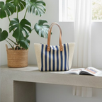 Striped Woven Tote Bag