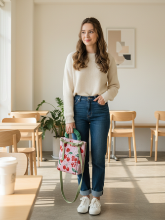 CUTE PATTERN CANVAS SLING BAG