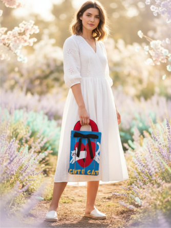 CUTE PATTERN CANVAS SLING BAG