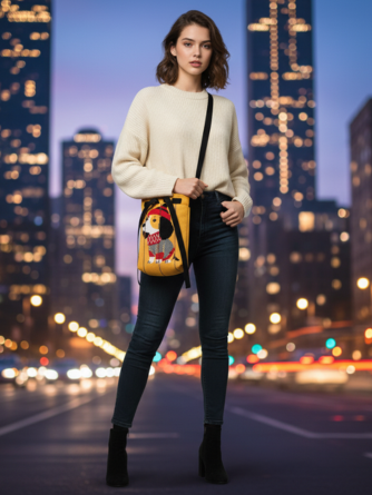 CUTE PATTERN CANVAS SLING BAG